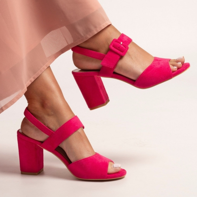 Lunar Phillipa Suedette Block Heel Sandals - Fuchsia