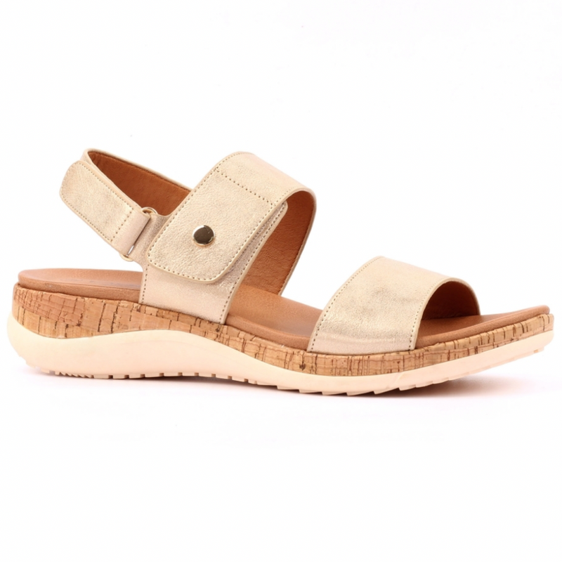 Lunar Riley Velcro Strap Sandals - Gold