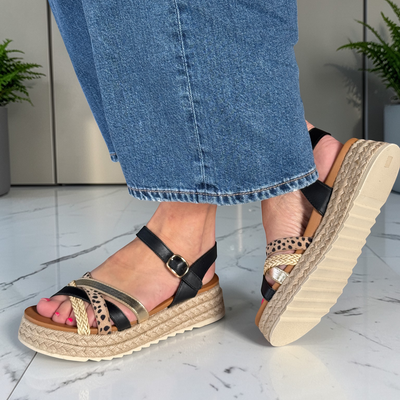 Womens Lunar Flick Spotty Platform Sandals - Black