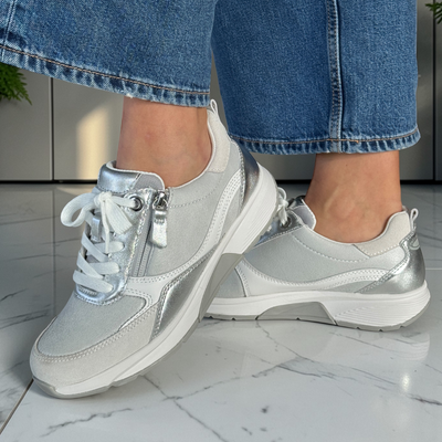 Womens Rolling Soft 86.877 Side Zip Sporty Trainers - Grey Combination