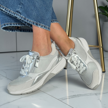 Womens Rolling Soft 86.877 Side Zip Sporty Trainers - Grey Combination