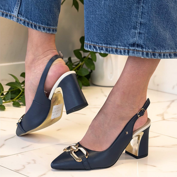Womens Kate Appleby KEGWORTH Block Heel Pointed Toe Sling Back - Navy