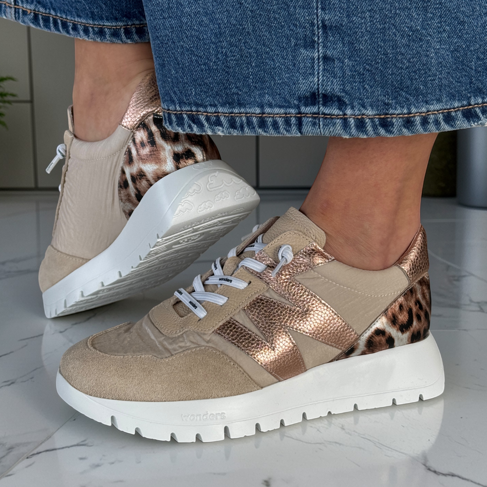 Womens Wonders A-24100 with Leopard Print Slip On Trainers