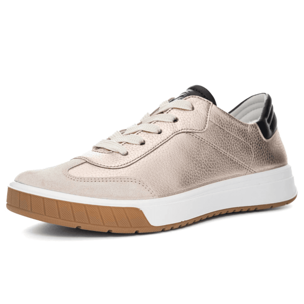 Womens Ara Rom Soft Gold Side Zip and Lace Up Trainers - Soft Gold