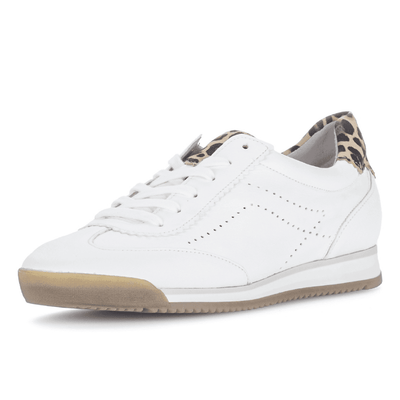 Womens Gabor 83.432 White with Leopard Heel Tennis Trainers - White