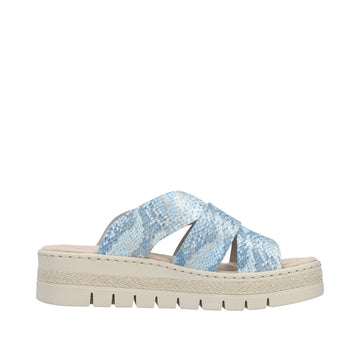 Womens Rieker V4989 Blue Wedge Sandal - Blue