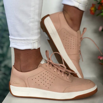 Womens Clarks Ladies Hero Air Lace Light Pink Trainers - Pink