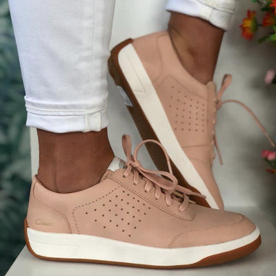 Womens Clarks Ladies Hero Air Lace Light Pink Trainers - Pink