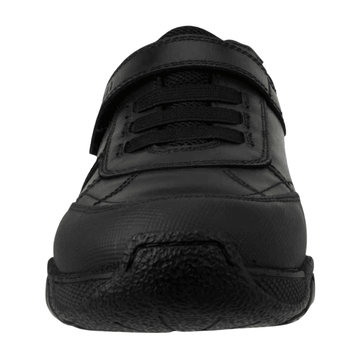 Term Boys Maxx Velcro Black Leather School Shoes - Black