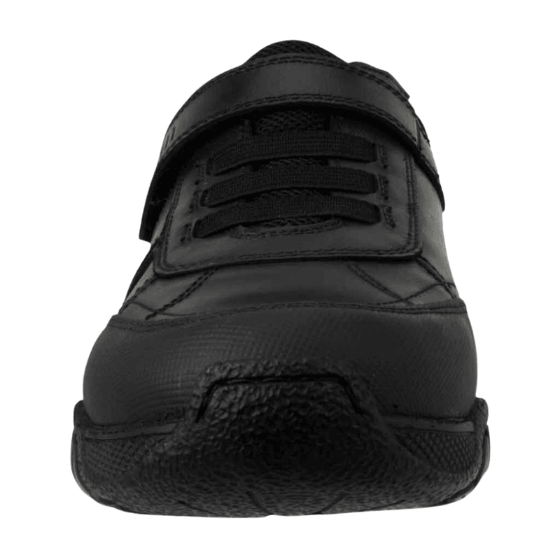 Term Boys Maxx Velcro Black Leather School Shoes - Black