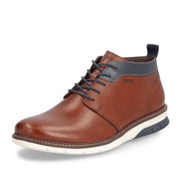 Mens Rieker 14417 Tan with Navy Lace Up Boots - Tan