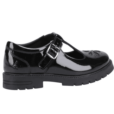 Hush Puppies Fiona Junior Girls T-Bar School Shoes - Black Patent
