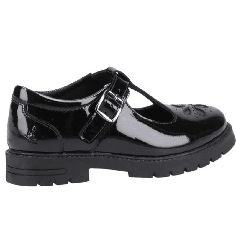 Hush Puppies Fiona Junior Girls T-Bar School Shoes - Black Patent