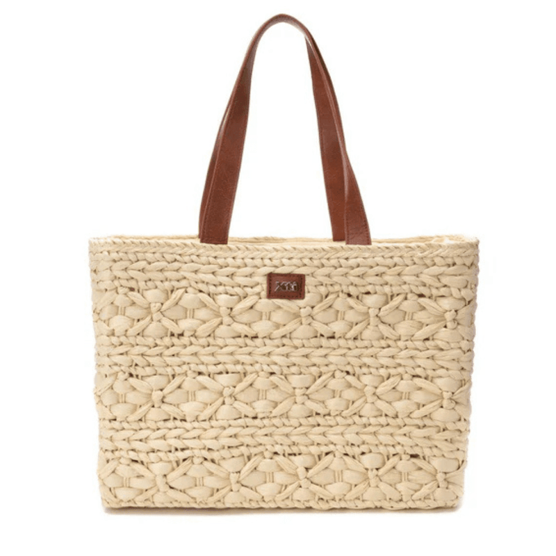 Womens Xti 184326 Woven Raffia Tote Bag - Beige Gold