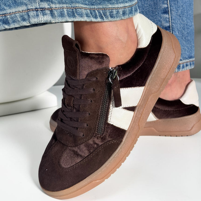 Womens Caprice 23608 Dark Brown Combi Trainers - Dark Brown Combi