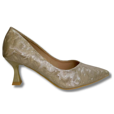 Womens Sorento Boris Shimmer Pointed Toe Heels - Gold
