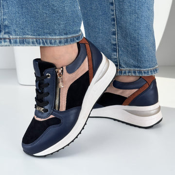 Womens Lotus Moore ULS618 Navy / Tan Trainers - Navy / Tan
