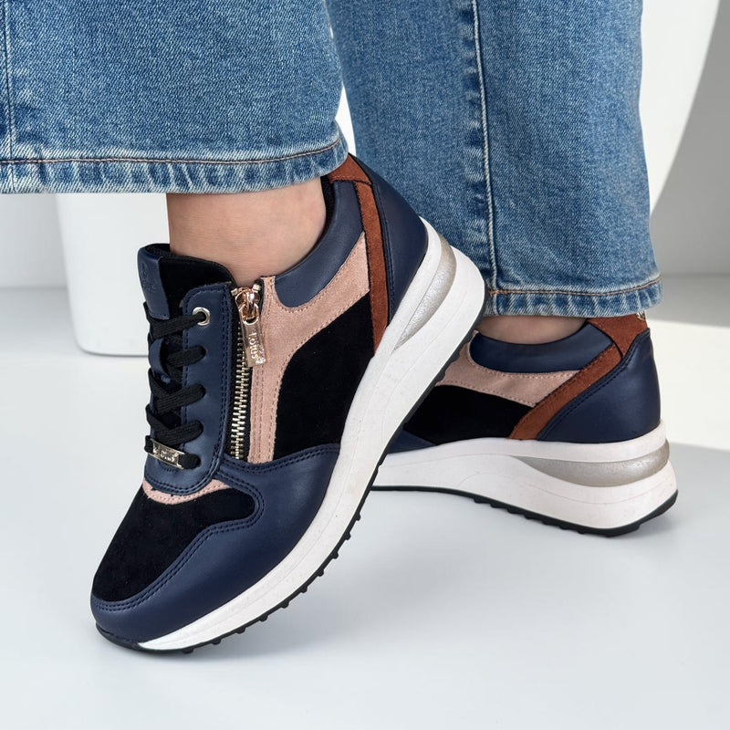Womens Lotus Moore ULS618 Navy / Tan Trainers - Navy / Tan