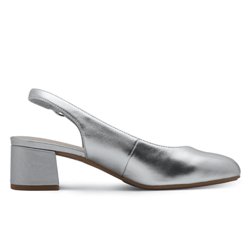 Womens Tamaris Comfort Silver Slingback Block Heel Pumps - Silver
