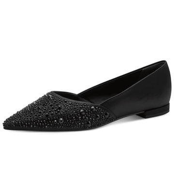 Womens Tamaris 22156 Diamante Pointed Toe Flat Loafers - Black