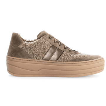 Womens Gabor 73.350 Wool Platform Trainers - Taupe