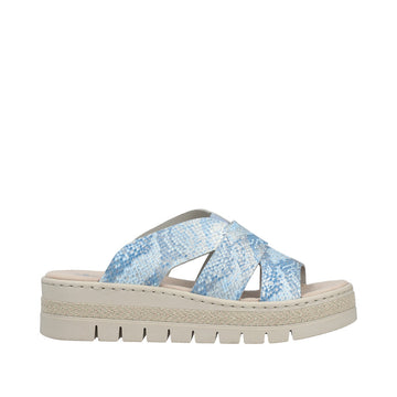 Womens Rieker V4989 Blue Wedge Sandal - Blue