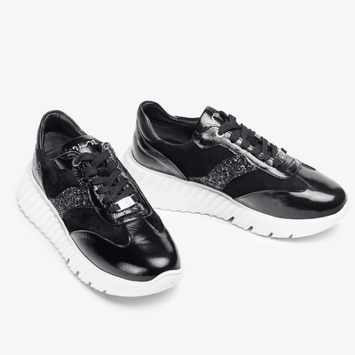 Womens Unisa Efro Black Suede Trainers - Black