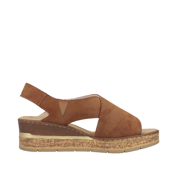 Womens Rieker 63782 Brown Wedge Sandal - Brown