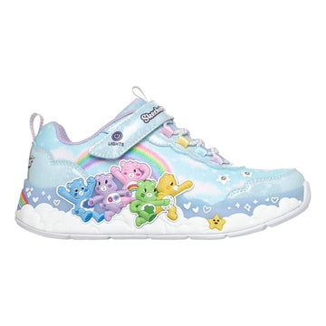 Little Kids Girls Skechers S-Lights - Hugs N Snugs Blue Care Bears Trainers - Blue