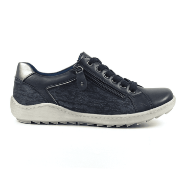 Womens Lunar Pampas Navy Side Zip and Lace Trainers - Navy