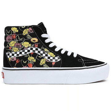 Womens Vans Ladies Sk8-Hi Platform Poppy Checkerboard Shoe - Poppy Checkerboard