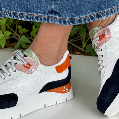 Womens Jose Saenz 2287 White Navy & Orange Trainers - White Navy & Orange
