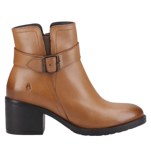 Womens Hush Puppies Hensley Block Heel Ankle Boots - Tan
