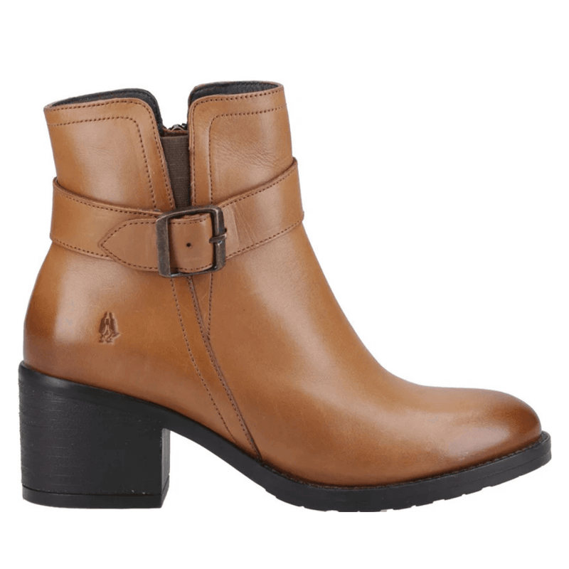 Womens Hush Puppies Hensley Block Heel Ankle Boots - Tan