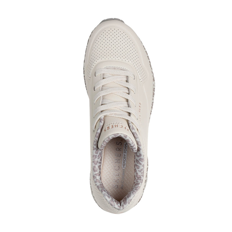 Womens Skechers 155412 Natural Leopard Uno Trainer - Natural
