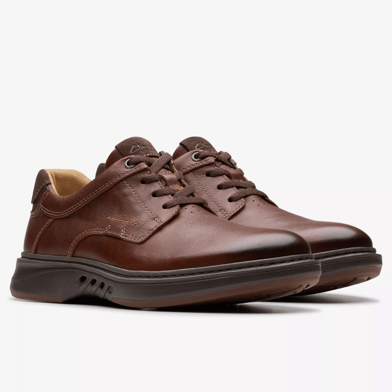 Clarks Mens Un Briley Pace Tan Leather Lace up Shoes - Tan