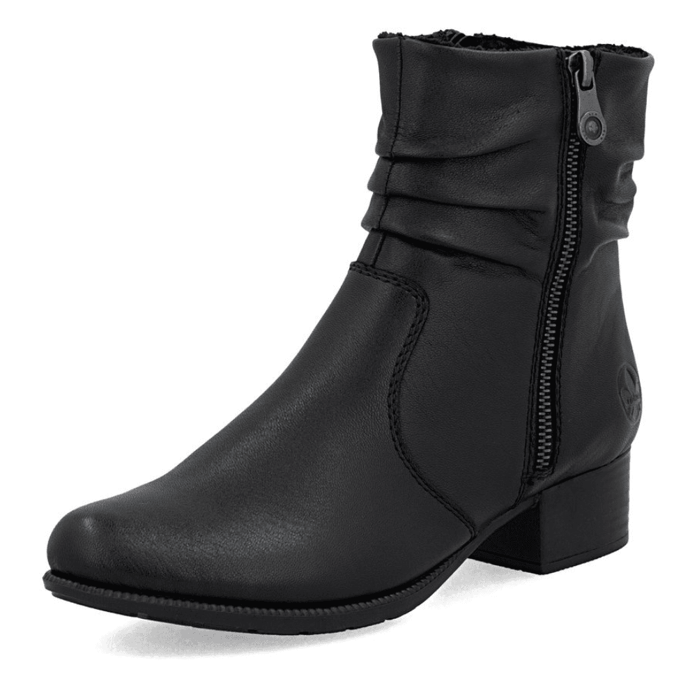 Womens Rieker 78656 Black Slouch Double Zip Boots