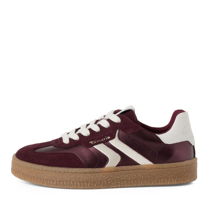 Womens Tamaris 23723 Laced Trainers - Bordeaux Metallic
