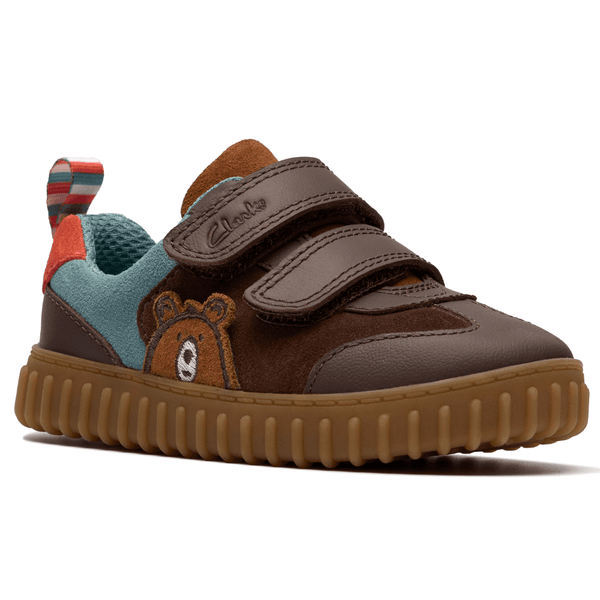 Infant Boys Clarks Cove Den Chestnut Brown Bear 2 Strap Pre Walker Shoes - Chestnut