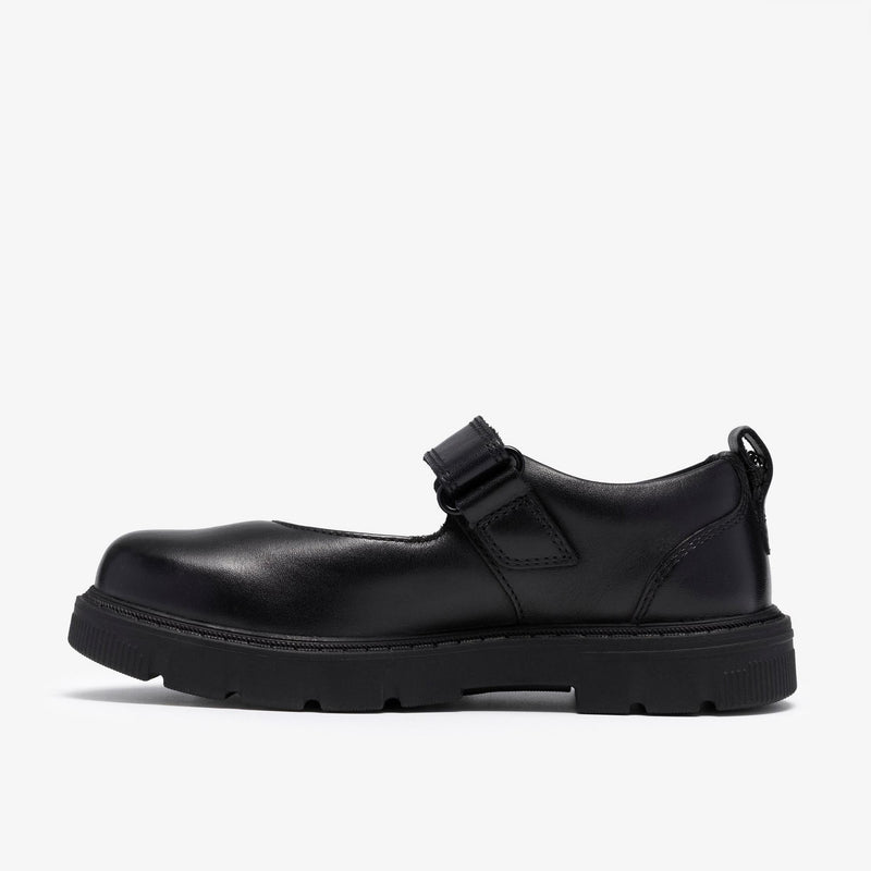 Girls Clarks Lorcam Charm Kid Black School Shoes - Black