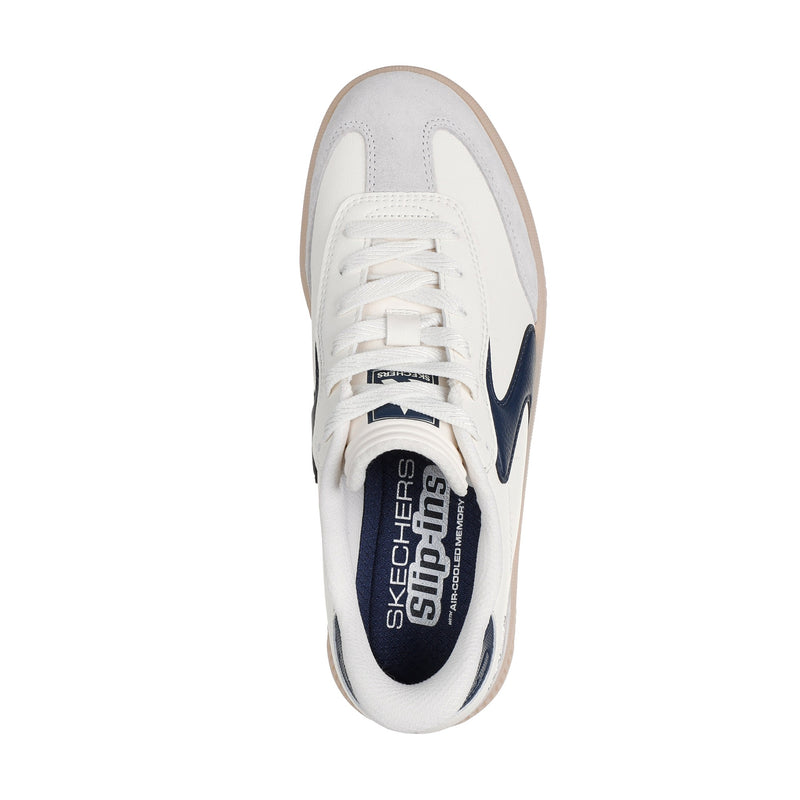 Womens Skechers 185460 Off White Duraleather & Suede Overlay Lace-Up Hotshot Hi Slip-Ins - Off White