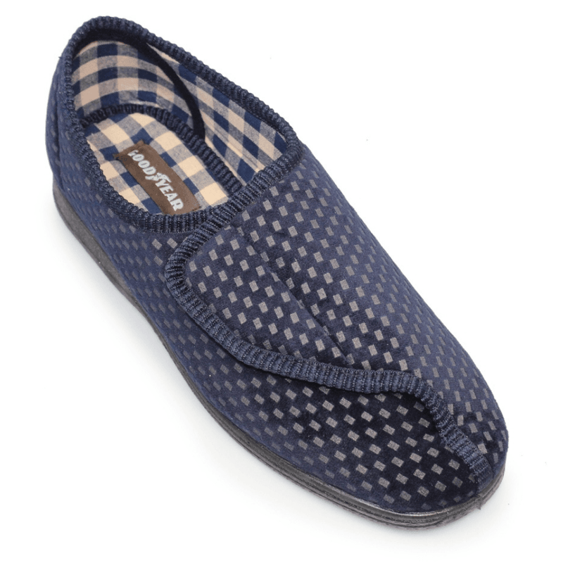 Lazy Dogz Mens Columbus Velcro Slippers - Navy