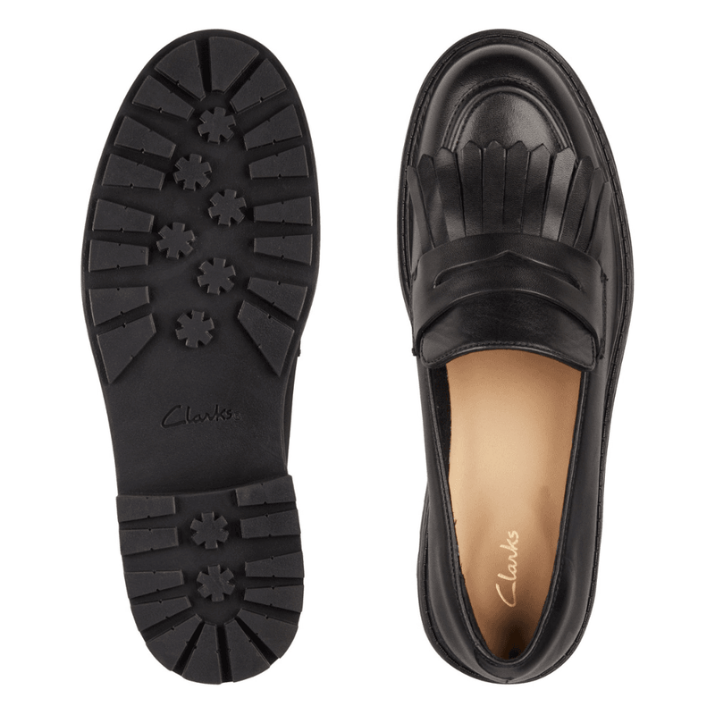 Clarks Orinoco2 Loafer Girls School Shoe - Black Leather