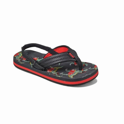 Reef Kids Infant Junior Ahi T-Rex Flip Flops Sandals - Red