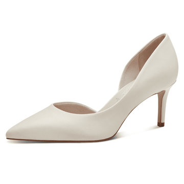 Womens Tamaris 22456 Irregular Cut Side Court Heels - Off White
