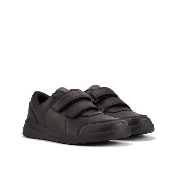 Boys Clarks Daze Step 2 Kid Black School Shoes - Black