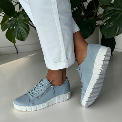 Womens Jana 23704 Side Zip Chunky Trainers - Light Blue