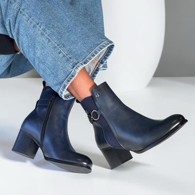 Womens Susst Suzy26 Faux Leather Ankle Boots - Navy