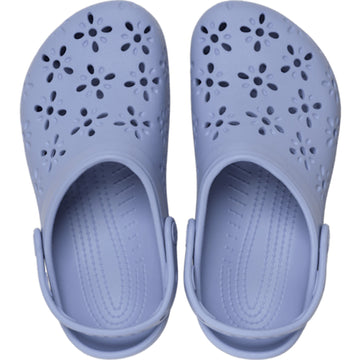 Womens Crocs Classic Floral Cut Out Clogs - Blue Haze