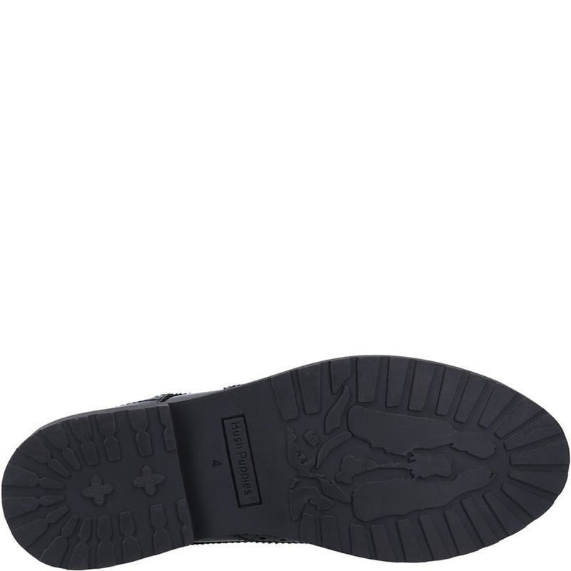 Girls Hush Puppies Verity Black Patent Senior School Shoes - Black Patent